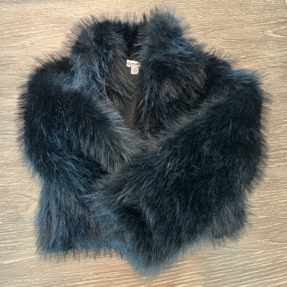 Girls Splendid Black Faux Fur Vest | Luxe Sleeveless Layering Piece